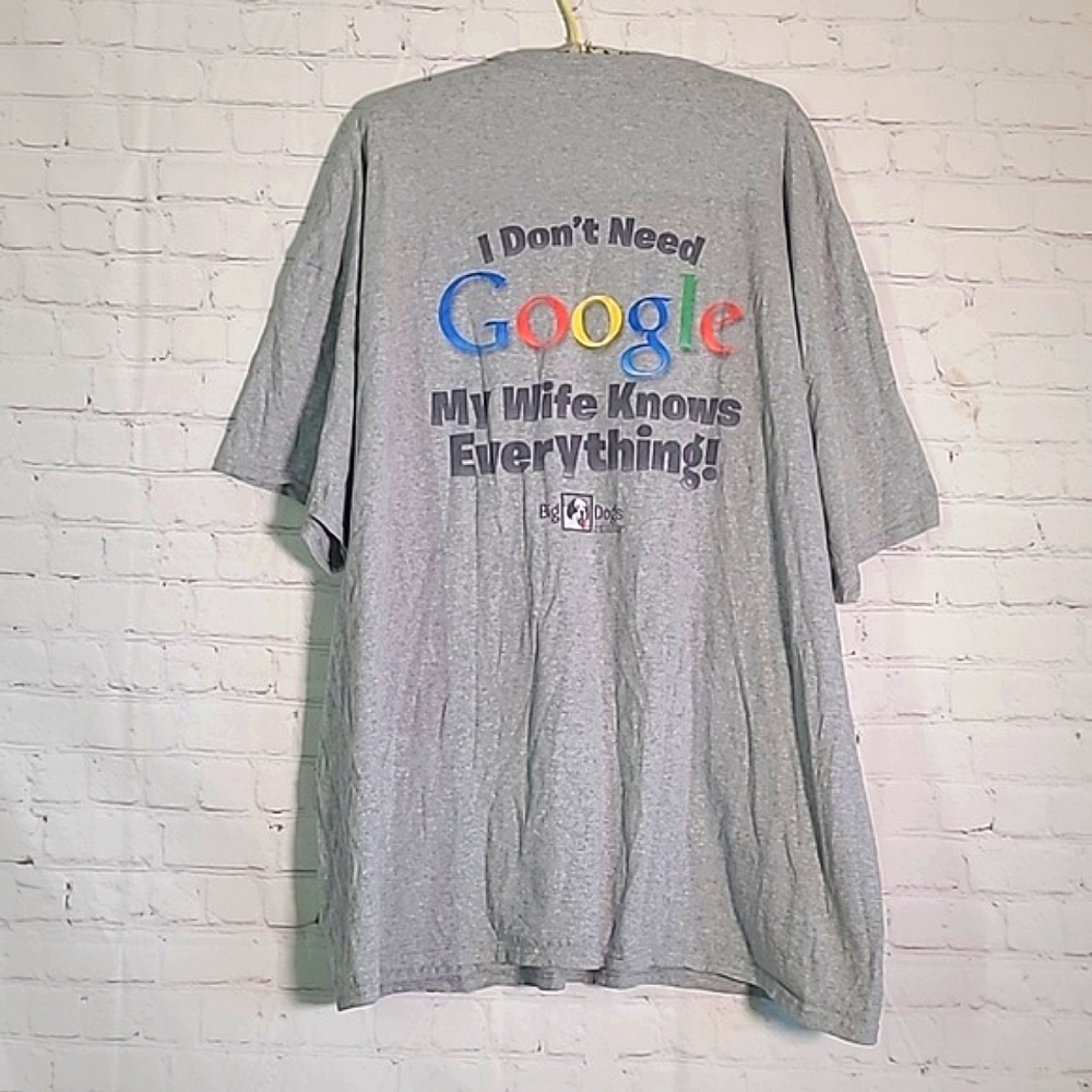 Vintage Y2K Big Dogs Gray Google My Wife Knows Everything Tee Tshirt Mens Sz 4XL